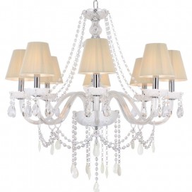 8 Light White K9 Crystal Candle Style Chandelier