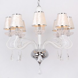 8 Light White Contemporary K9 Crystal Candle Style Chandelier