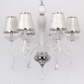 6 Light White Contemporary K9 Crystal Candle Style Chandelier
