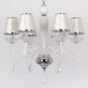 6 Light White Contemporary K9 Crystal Candle Style Chandelier