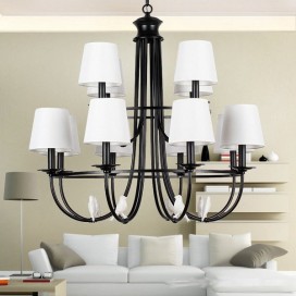 12 Light Retro Black Mediterranean Style Rustic Contemporary Candle Style Chandelier