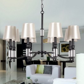 8 Light Black Retro Contemporary LED Candle Style Chandelier