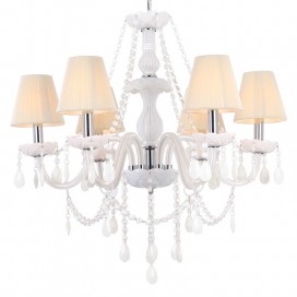 6 Light White K9 Crystal Candle Style Chandelier