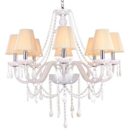 8 Light White K9 Crystal Candle Style Chandelier