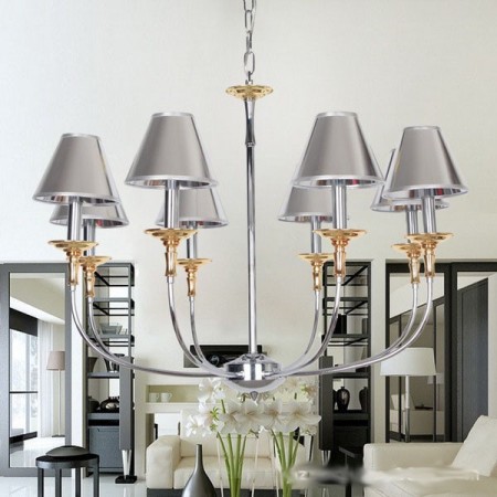 8 Light Modern Contemporary Chrome Candle Style Chandelier