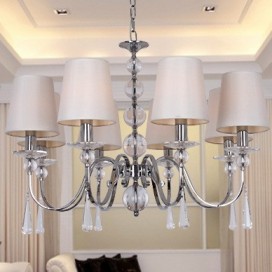 8 Light Contemporary K9 Crystal Candle Style Chandelier