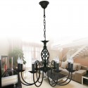 8 Light Contemporary Retro Black Candle Style Chandelier