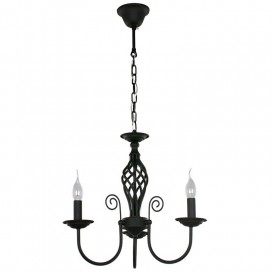 3 Light Contemporary Retro Black Candle Style Chandelier