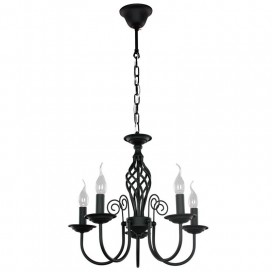 5 Light Contemporary Retro Black Candle Style Chandelier