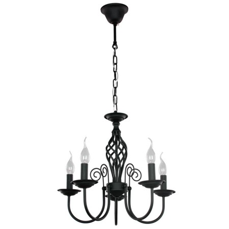 5 Light Contemporary Retro Black Candle Style Chandelier