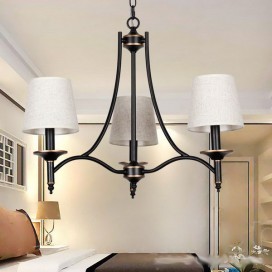 3 Light Rustic Retro Black Contemporary Candle Style Chandelier