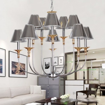 10 Light Modern Contemporary Chrome Candle Style Chandelier