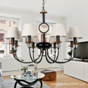 8 Light Rustic Retro Black Mediterranean Style Contemporary Candle Style Chandelier