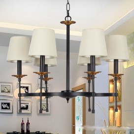 6 Light Contemporary Black Retro Candle Style Chandelier