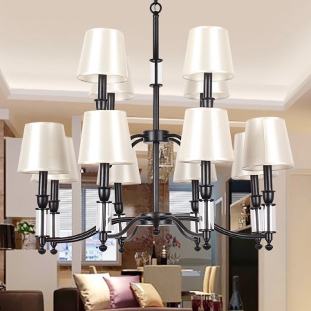 12 Light Rustic Retro Black Hotel 2 Tier Chandelier Candle Style Chandelier