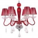 6 Light Red Contemporary K9 Crystal Candle Style Chandelier
