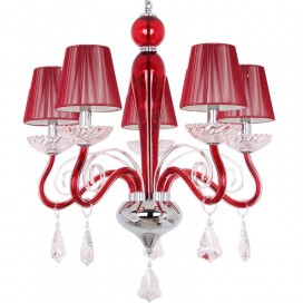 5 Light Red Contemporary K9 Crystal Candle Style Chandelier