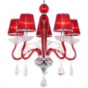 5 Light Red Contemporary K9 Crystal Candle Style Chandelier