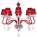 8 Light Red Contemporary K9 Crystal Candle Style Chandelier