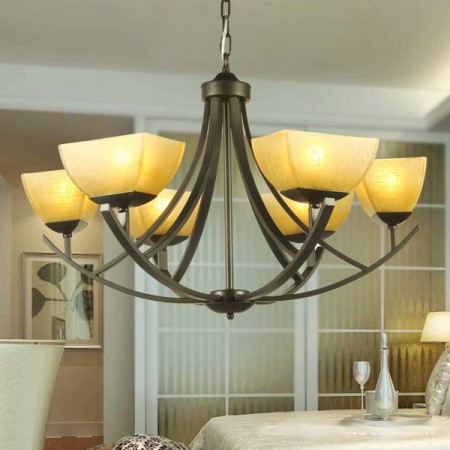 6 Light Mediterranean Style Black Candle Style Chandelier