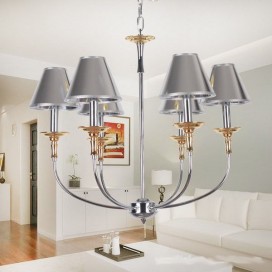 6 Light Modern Contemporary Chrome Candle Style Chandelier