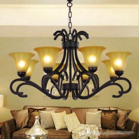 8 Light Black Contemporary Candle Style Chandelier