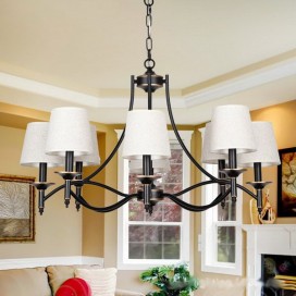 8 Light Retro Rustic Black Contemporary Candle Style Chandelier