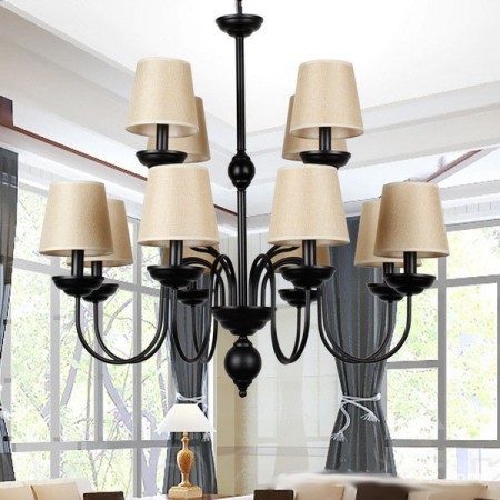 12 Light Rustic 2 Tier Retro Contemporary Candle Style Chandelier