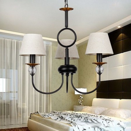 3 Light Rustic Retro Black Mediterranean Style Contemporary Candle Style Chandelier