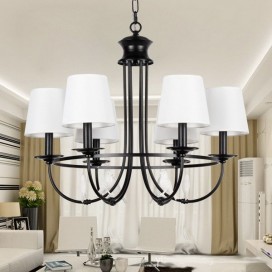 6 Light Retro Black Mediterranean Style Rustic Contemporary Candle Style Chandelier