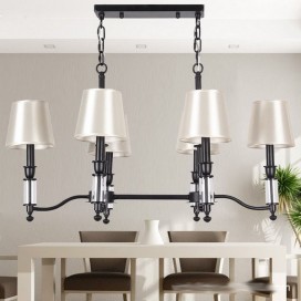6 Light Rustic Black Retro Contemporary Candle Style Chandelier