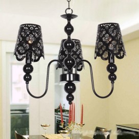 3 Light Modern Contemporary Hollow Black Candle Style Chandelier