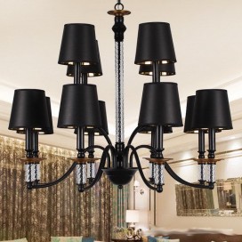 12 Light Hotel Black Retro Candle Style Chandelier