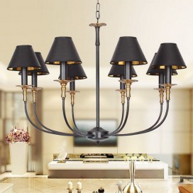8 Light Retro Black Contemporary Candle Style Chandelier