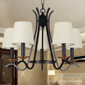5 Light Black Retro Contemporary Candle Style Chandelier