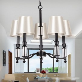 5 Light Black 2 Tier Chandelier Retro Contemporary Candle Style Chandelier