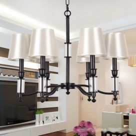 6 Light Black LED Retro Contemporary Candle Style Chandelier