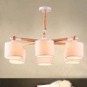 Modern/ Contemporary 6 Light Single Tier Wood Chandelier with Drum Fabric (Black White)