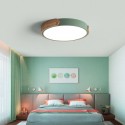 Round Modern Contemporary Multi Colours Macaron Wood Flush Mount Ceiling Light