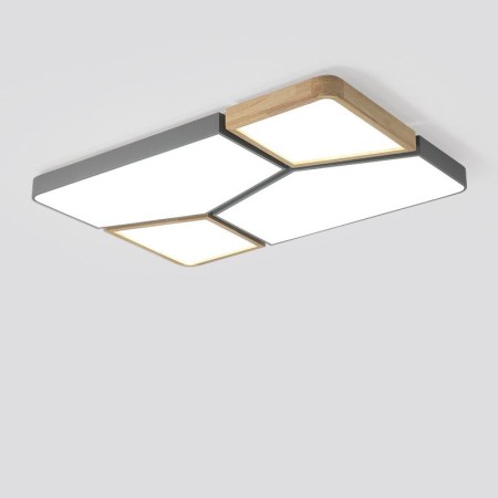 Modern Contemporary Rectangle Wood Flush Mount Ceiling Light