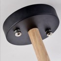 Modern/ Contemporary 6 Light Single Tier Wood Chandelier with Drum Fabric (Black White)