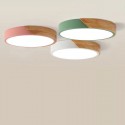 Modern Contemporary Round Wood Flush Mount Ceiling Light