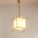 Fine Brass Cube Pendant Light with Fabric Shade