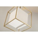 Fine Brass Cube Pendant Light with Fabric Shade