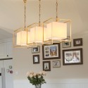 Fine Brass Cube Pendant Light with Fabric Shade