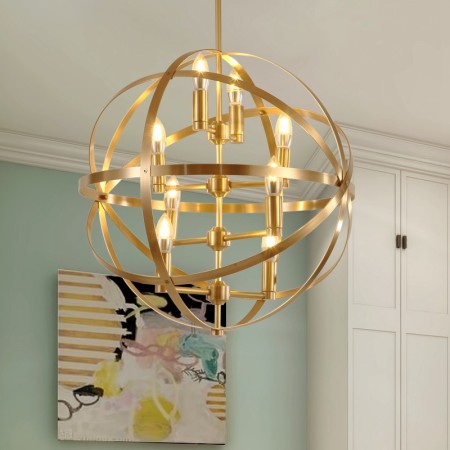 Globe Fine Brass Candle Chandelier