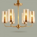 Fine Brass 6 Light Chandelier with Glass Shades