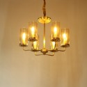 Fine Brass 6 Light Chandelier with Glass Shades