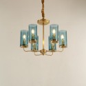 Fine Brass 6 Light Chandelier with Glass Shades