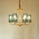 Fine Brass 6 Light Chandelier with Glass Shades